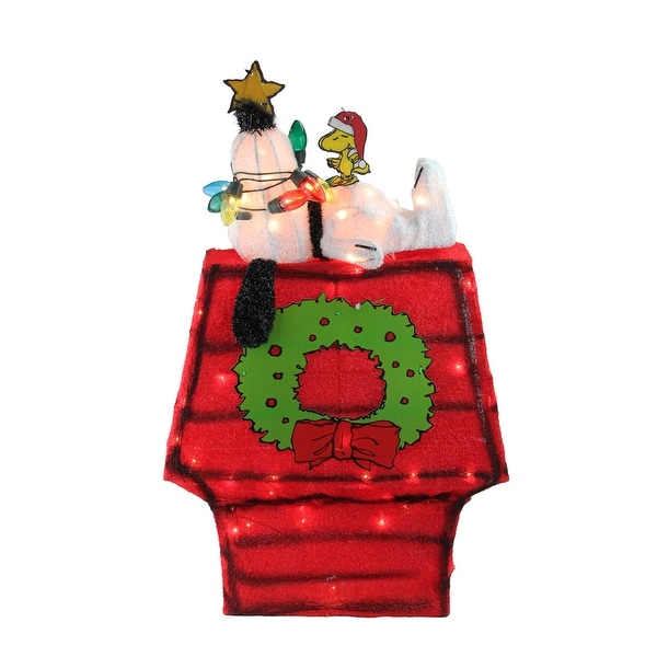 27” Pre-Lit Peanuts 3-Dimensional Snoopy with Star Christmas Outdoor Decoration - N/A