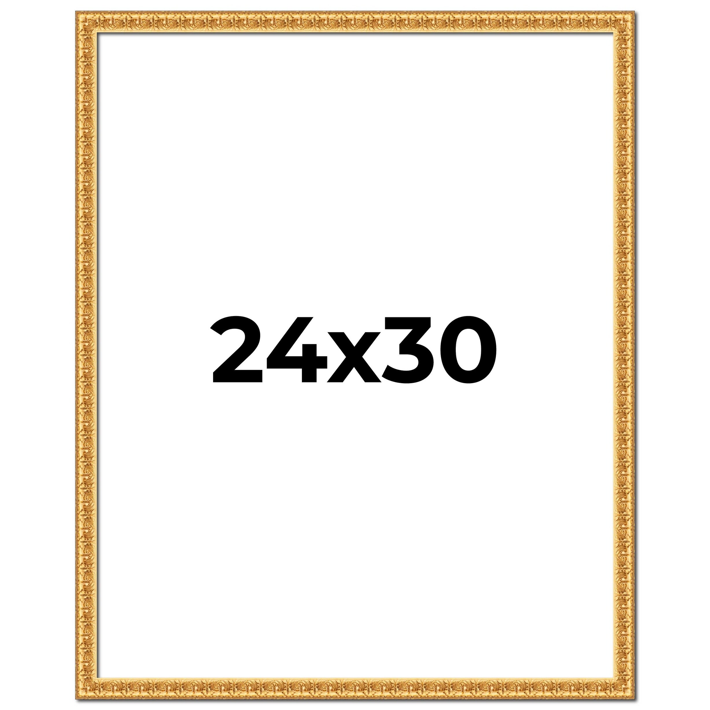 24x30 Frame Gold Real Wood Picture Frame Width 1 inches | Interior