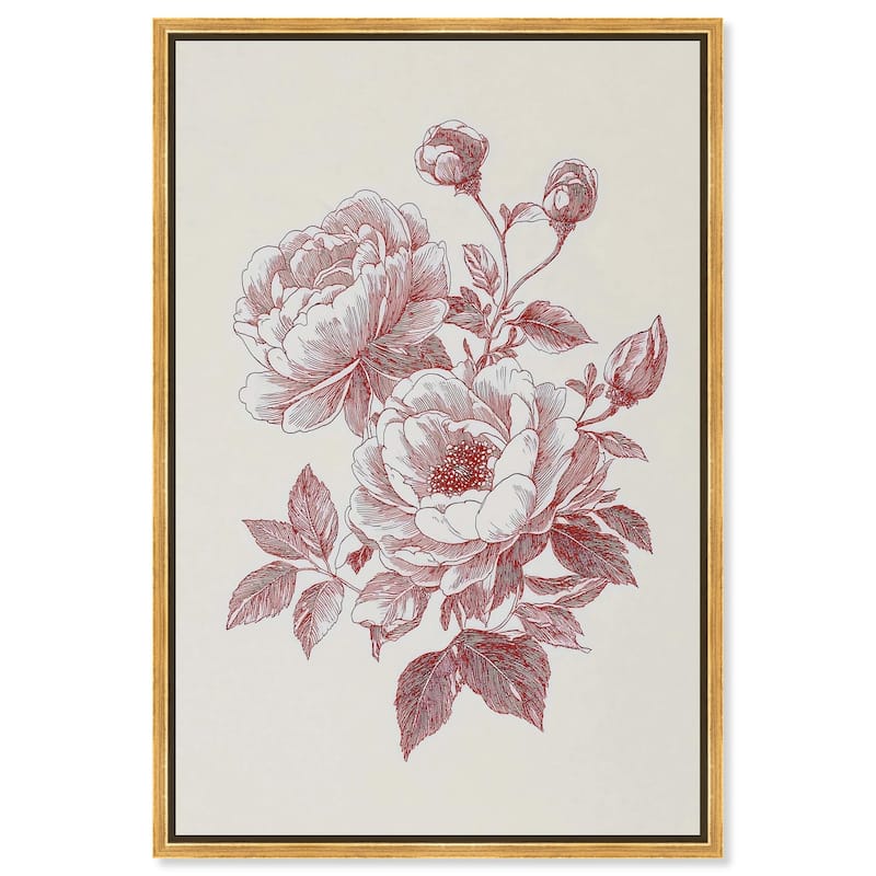 Breezy Red Pencil Blooms Canvas by Art Remedy - 16" x 24" - Gold
