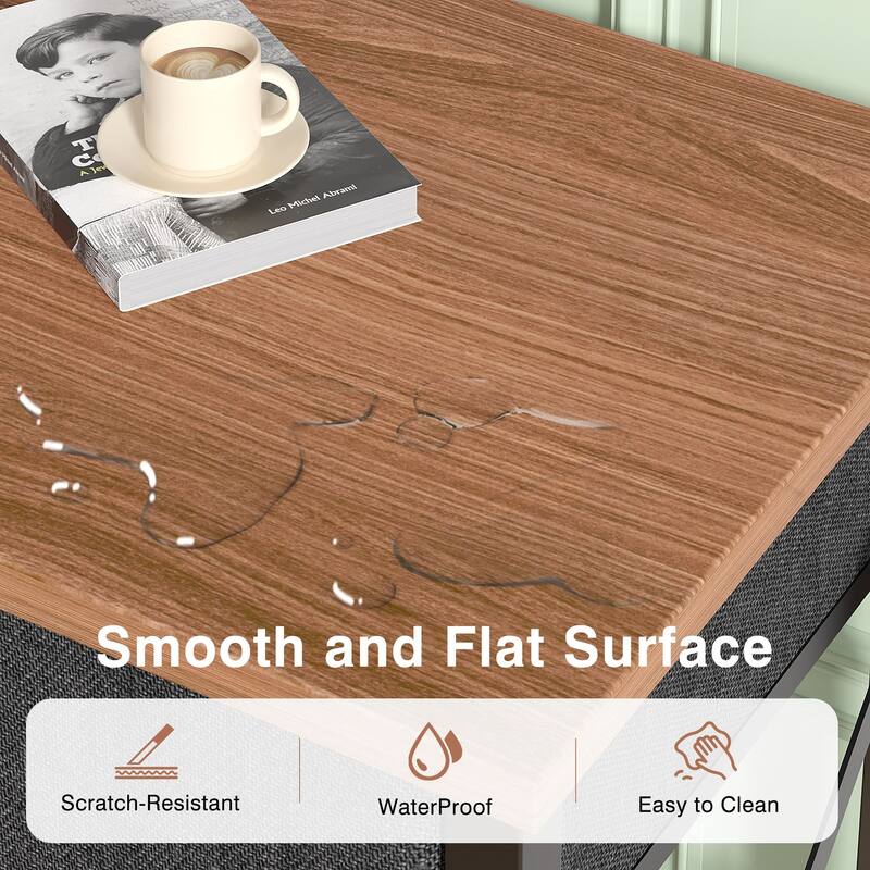 VECELO X Frame Nightstand with Removable Fabric Drawer Easy to Clean Nightstand Multifunctional End Table with Open Shelf