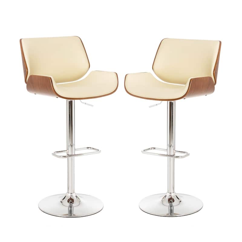 Glitzhome 46"H Mid-Century Modern Adjustable Swivel Bar Stool Set of 2