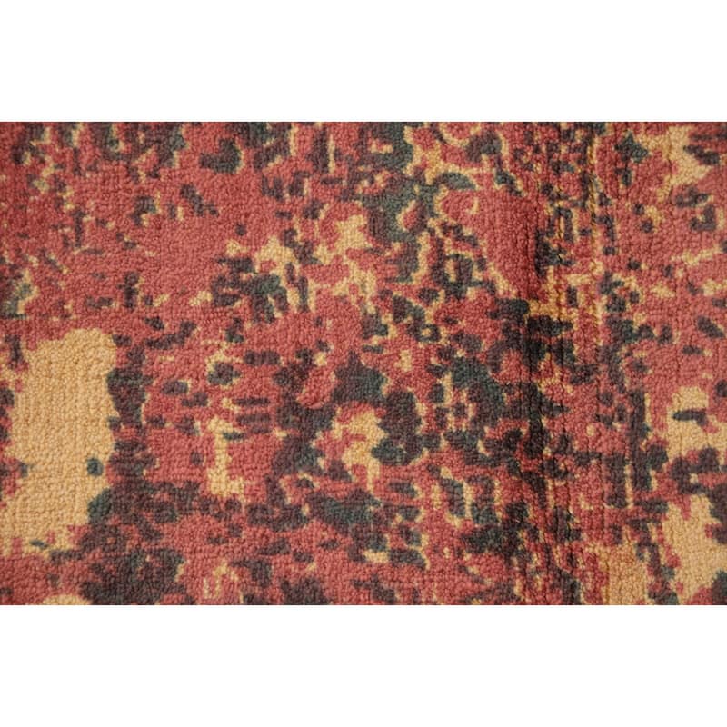 Hand Knotted Oriental Viscose Silk Carpet Modern Abstract Oranges & Rust Abstract Area Rug - 7' 0'' X 5' 5''