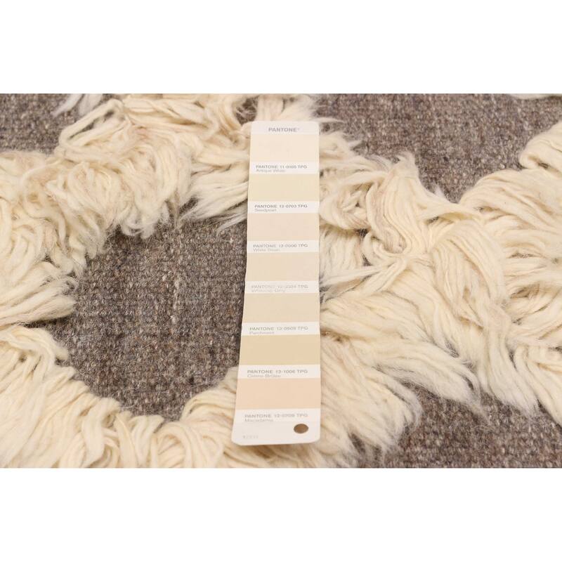 ECARPETGALLERY Flat-Weave Marrakech Cream, Taupe Wool Kilim - 6'11 x 9'9