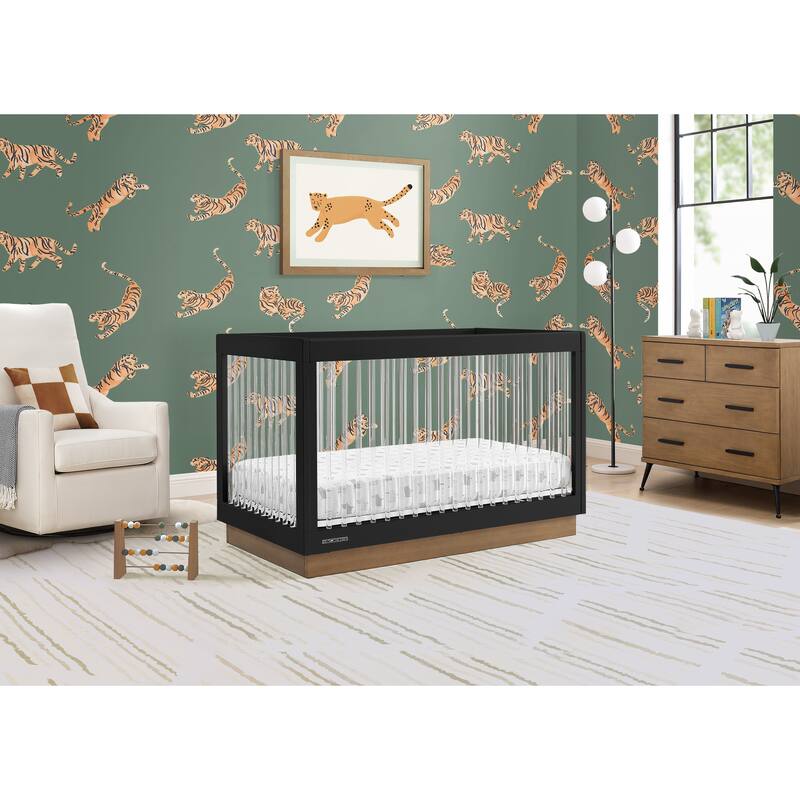 James Acrylic 4-in-1 Convertible Crib - Greenguard Gold Certified - Black