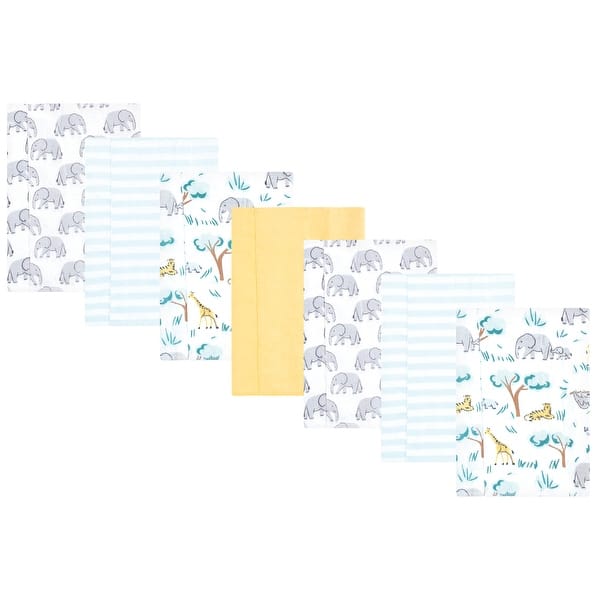 slide 1 of 1, Hudson Baby Cotton Flannel Burp Cloths 7-Pack, Safari Friends, One Size - Safari Friends 7 Pack - One Size One Size - Safari Friends 7 Pack