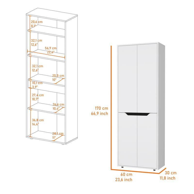 White 5-Shelf Kitchen Pantry
