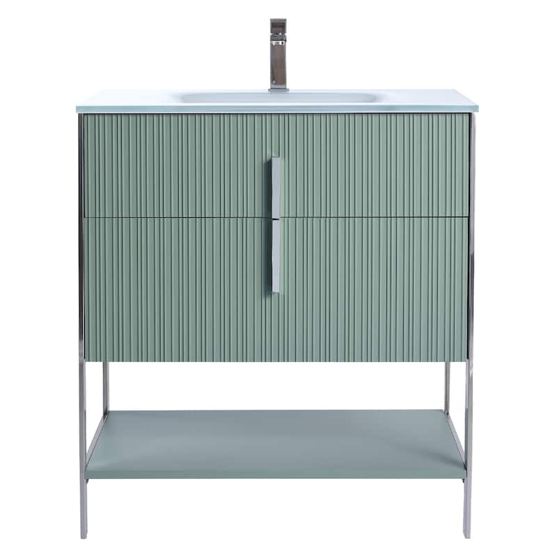 Fine Fixtures Serenity Modern Bathroom Vanity with White Glass Top