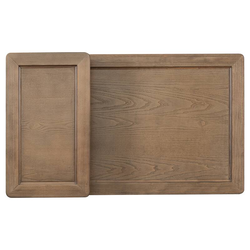 38.5" Coffee Table with Rattan Drawer, Dual Tops & Storage Shelf