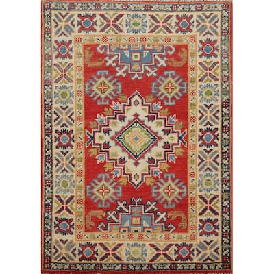 Red Kazak Oriental Foyer Rug Hand-Knotted Wool Carpet - 2'0"x 3'0"