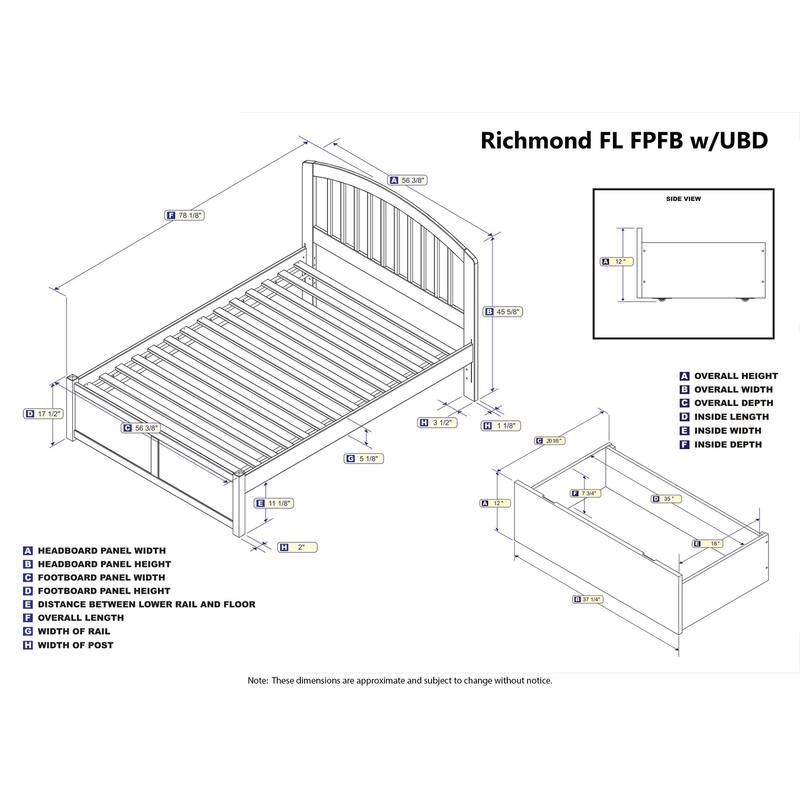 Full Size Platform Bed - Modern Design with 2 Underbed Drawers & Turbo Charger - White Finish