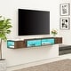 preview thumbnail 39 of 41, WAMPAT 70 inch Floating TV Shelf for Wall with LED Light for Living Room - 70 inch Brown&16-color Light