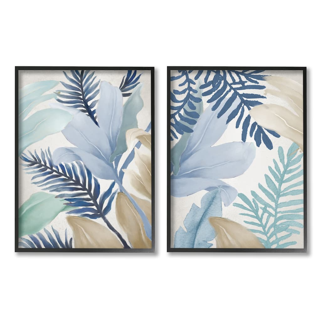 Stupell Tropical Flower Petal Leaf Sprigs Botanical Pastels 2 Piece Framed Wall Art, Design by Elizabeth Medley