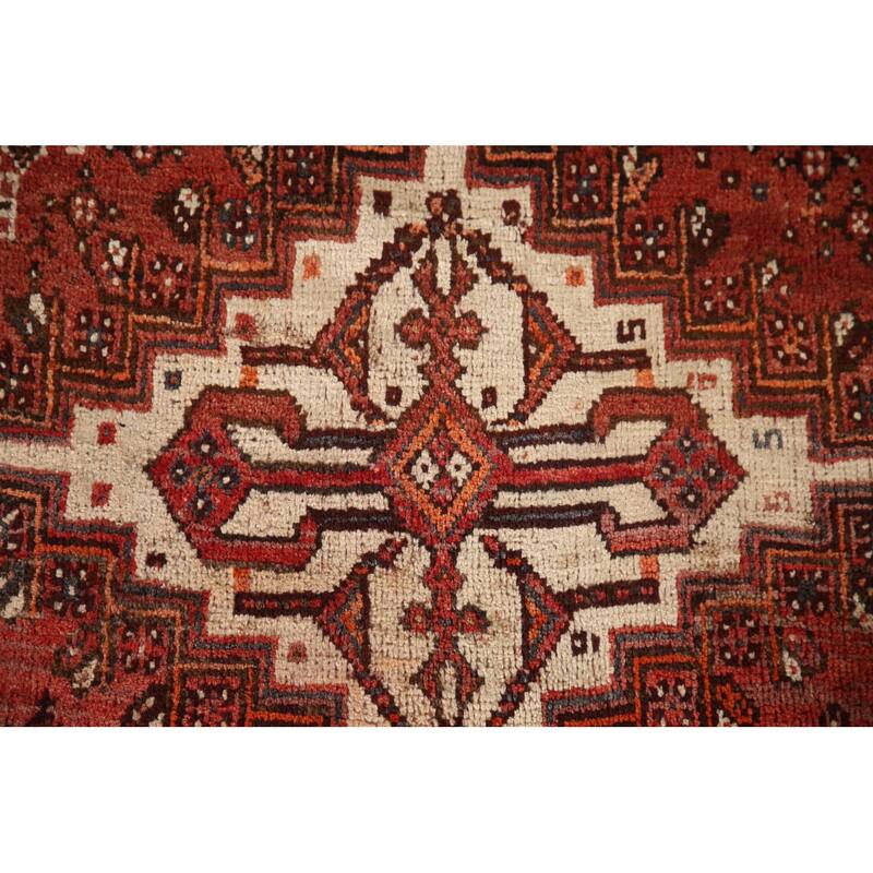 Medallion Shiraz Persian Vintage Area Rug Handmade Wool Carpet - 4'9"x 7'4"