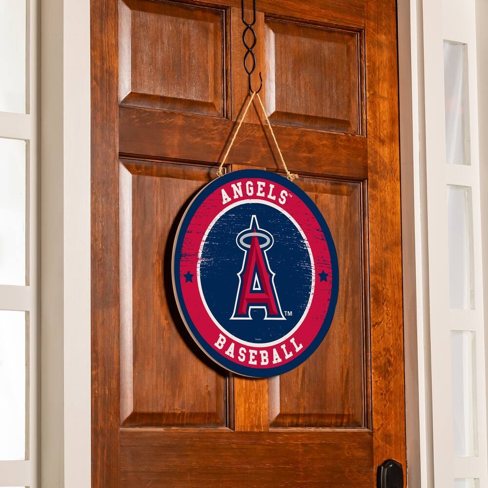 Los Angeles Angels Wooden Door Decor Wall Sign - Multi-Color