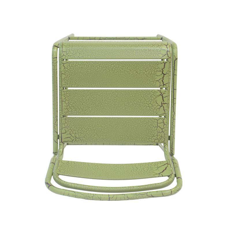 Roomfitters Carmella Outdoor Iron Slat Bar Stool with Matte Crackle Finish, Modern Patio Seating, Set of 2