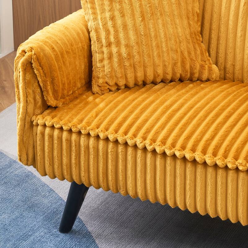 Minimalist Style,Straight-Line Corduroy Sofa Suitable for Sitting and Lying for Living Room and Bedroom