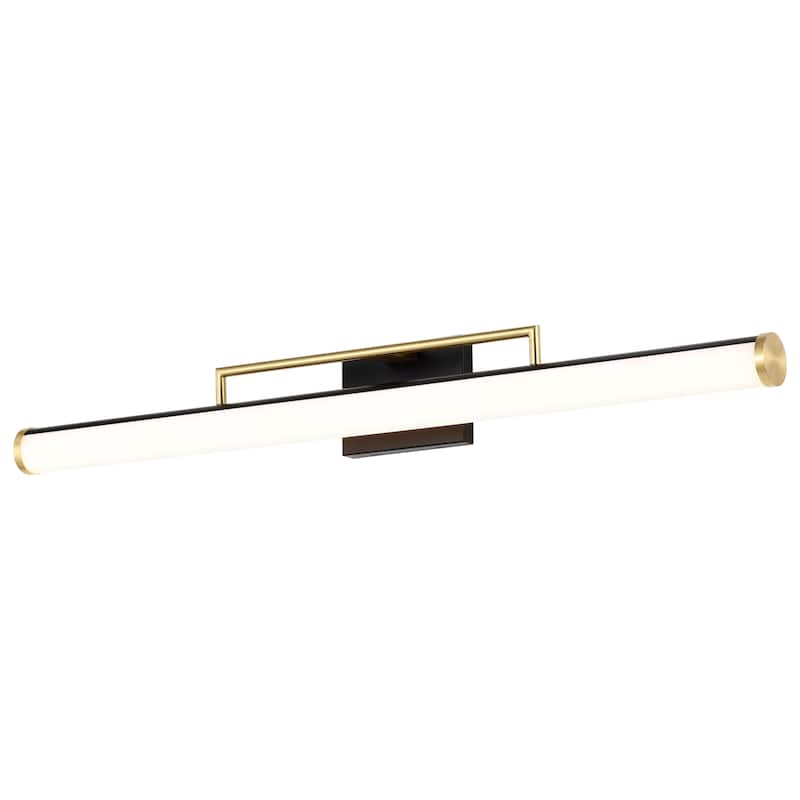 Solano Large Vanity - LED - Black and Brushed Brass Finish - White Acrylic Lens