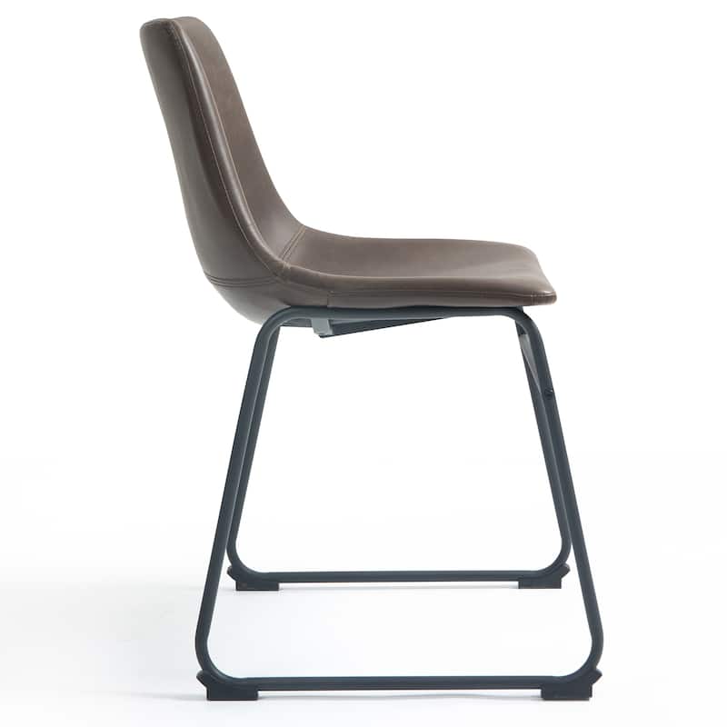 Adan Iron Frame Faux Leather Dining Chair (Set of 2)