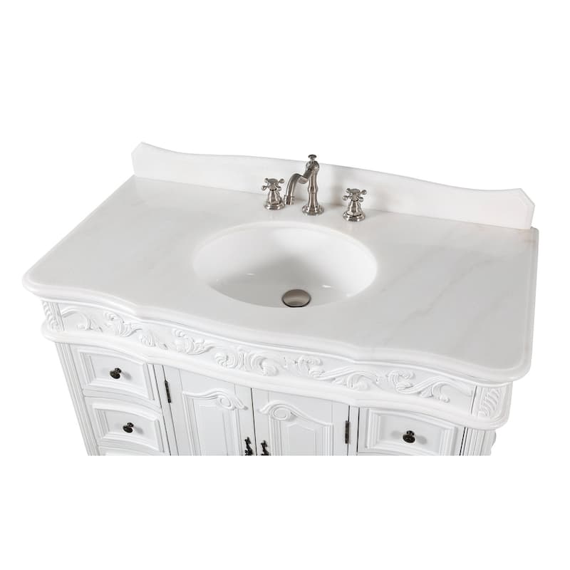48" Benton Collection Beckham Antique White Bathroom Vanity
