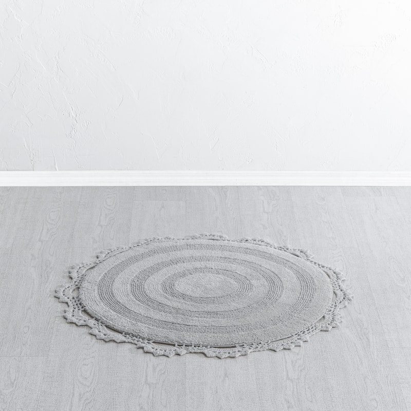 MH London Winchester Cotton Round Bathroom Rug - Soft Bath Mat