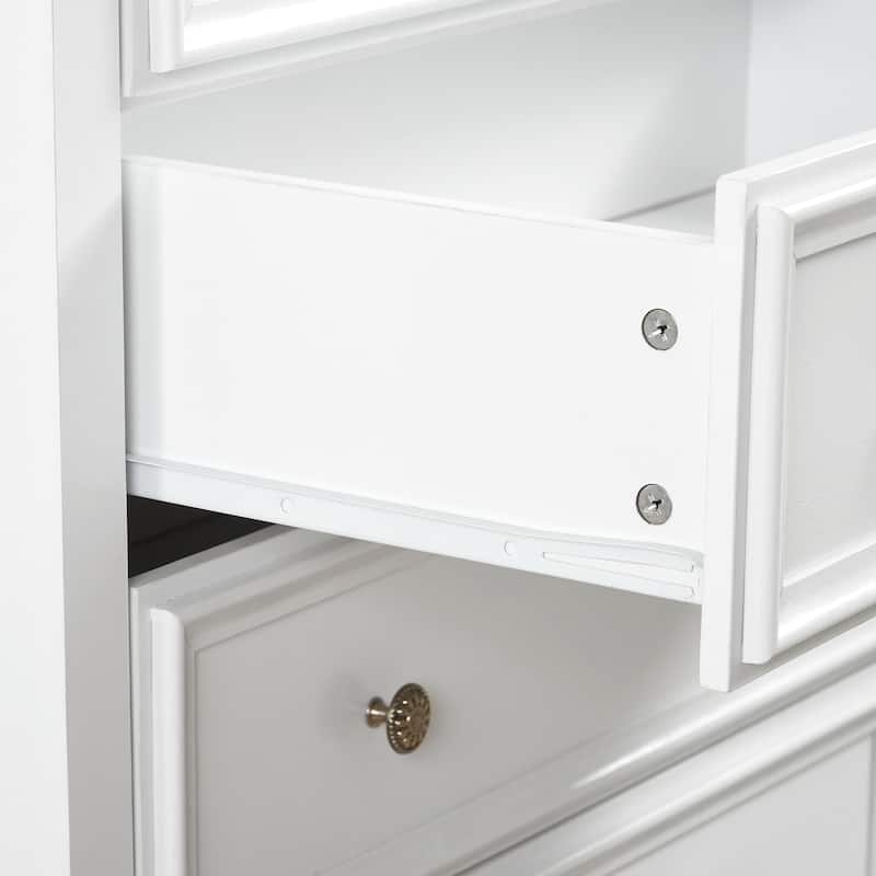 Crisp White 6-Drawer Dresser, Elegant Living Room Storage Solution