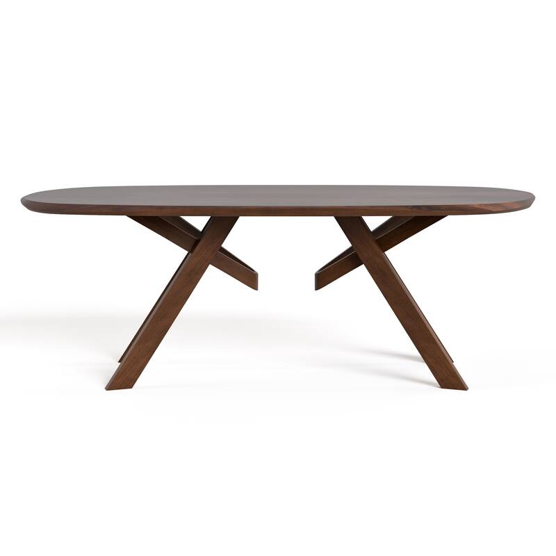 Furniture of America Abigail VI Mid-Century Modern Handfinished Solid Wood 83-inch Oval Dining Table