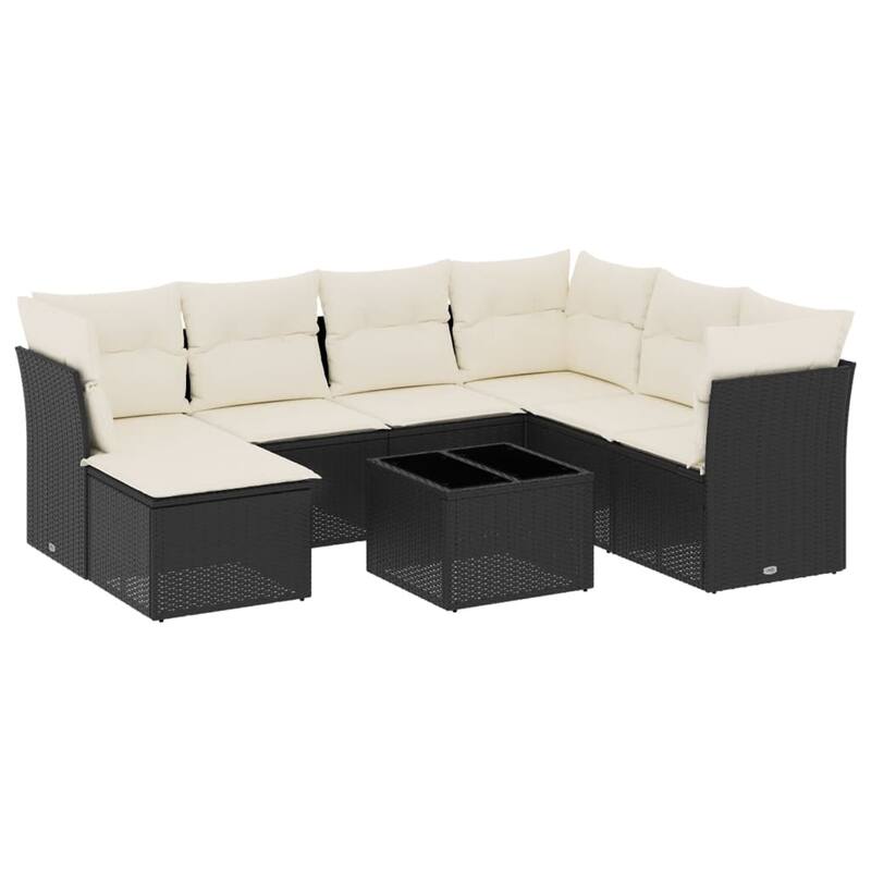 vidaXL Garden Sofa Set Black, Cream White - 21.7 x 21.7 x 14.6