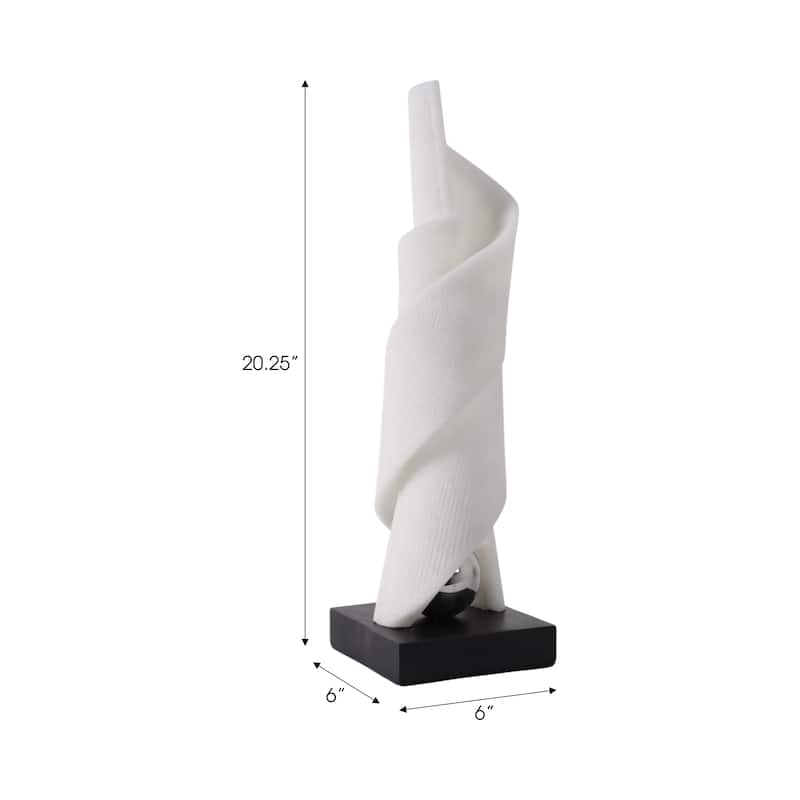 Polyresin Sculpture Modern Twist Design for Home Decor - 21" White - 6" x 6" x 20.5"