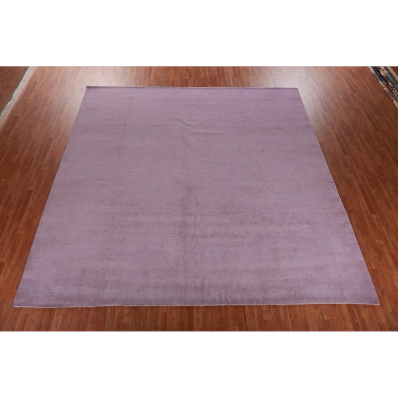 Hand Knotted Oriental 100% Wool Carpet Modern Solid Purples Gabbeh Area Rug - 12' 2'' X 11' 11''