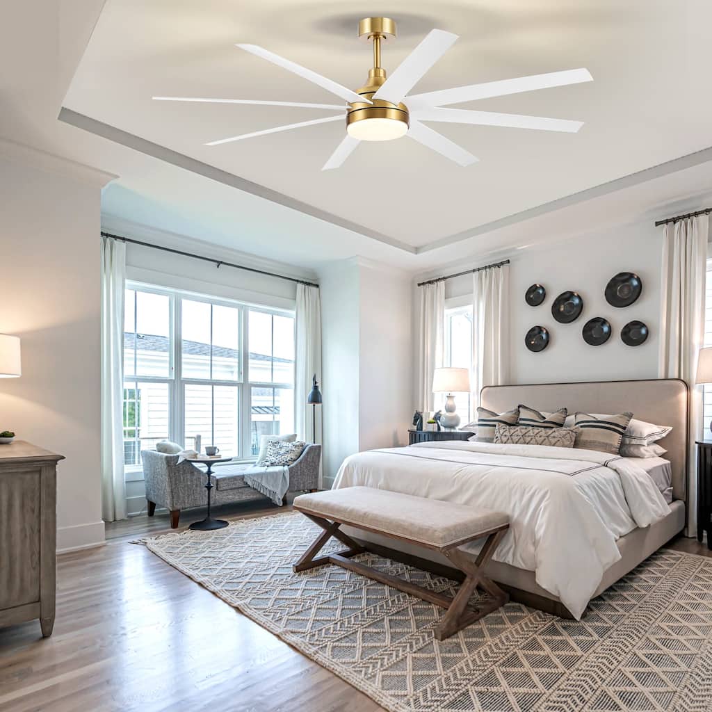 65" Gold Ceiling Fan with LED Lighting Remote Control (8 Blade) - 65 inch