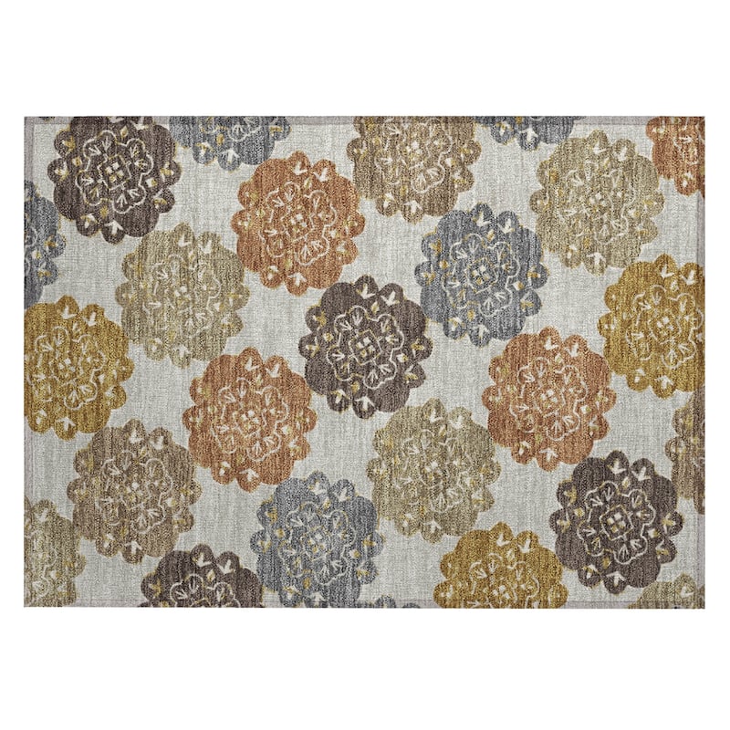 Machine Washable Indoor/ Outdoor Global Motif Chantille Rug