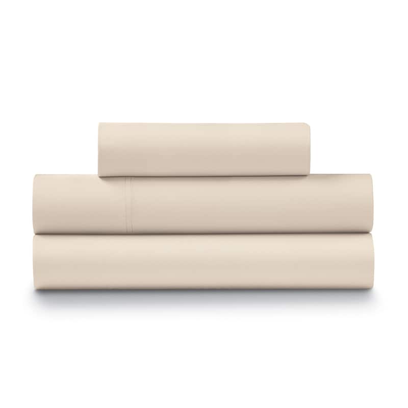 Ella Jayne 100% Cotton Percale Cool and Crisp Deep Pocket Sheet Set - Sand - Twin
