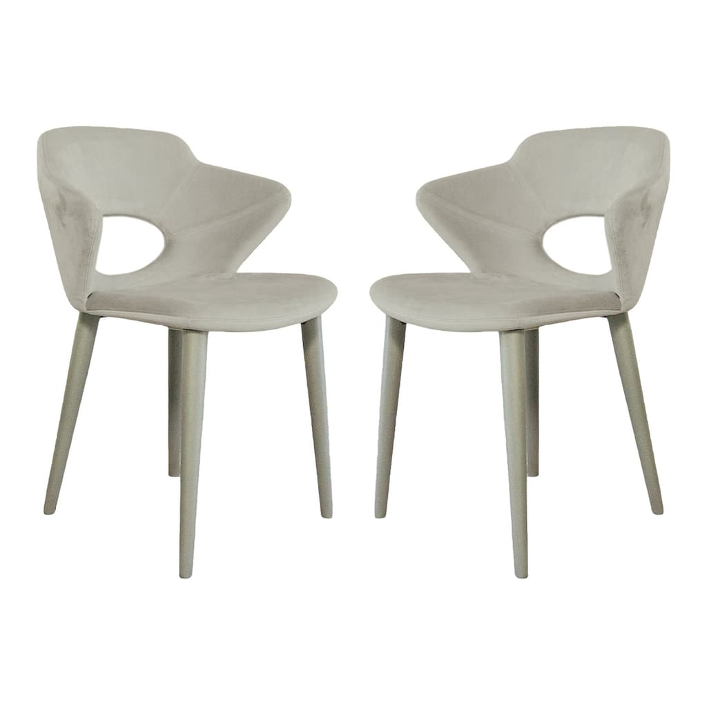 Casabianca Home Marilyn Set of 2 Dining Chair in Gray Velvet Fabric