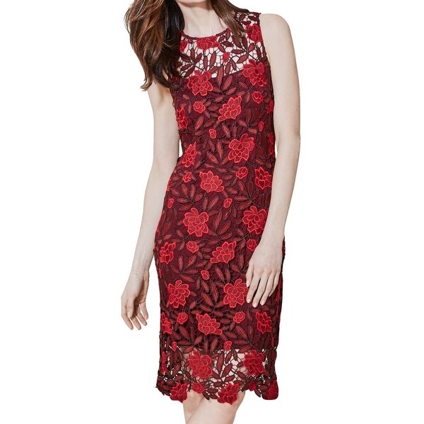 calvin klein red lace dress