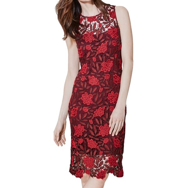 calvin klein red lace dress