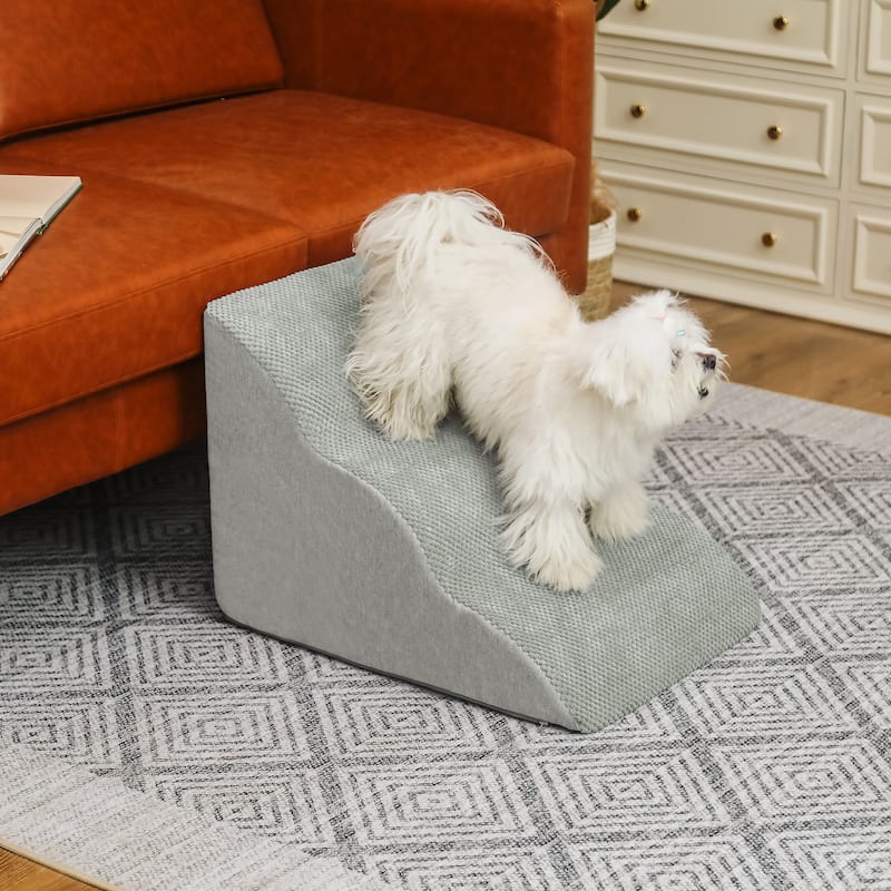 Adeco 3-Tier Dog Stairs Soft Dog Ramp with Removable Cover