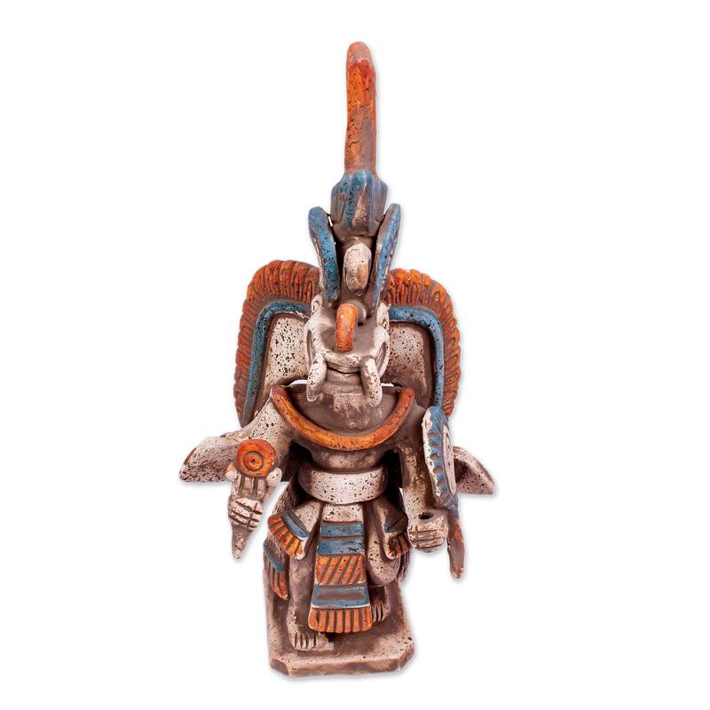 Novica Handmade Aztec Dual God Ceramic Sculpture