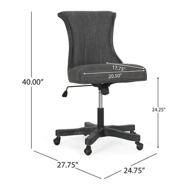 dimension image slide 4 of 8, Coulee Upholstered Roll Back Swivel Office Chair by Christopher Knight Home - 24.75" L x 27.75" W x 35.50-40.00" H