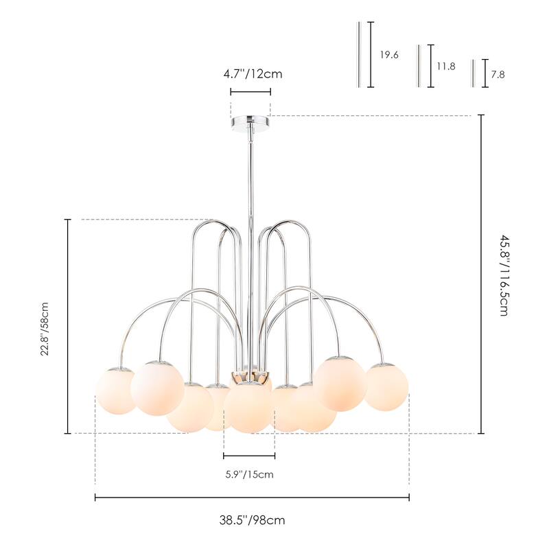 Modern Sputnik Glass Bubble Chandelier in Gold for Dining Room