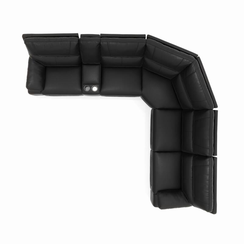 Malibu 130" 6-Piece Leather & Faux Leather Power Reclining Sectional