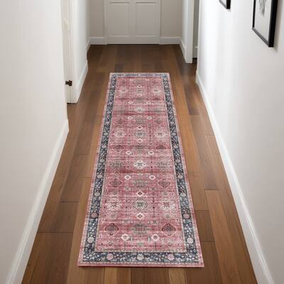 Fidi Power Loomed Distressed Abstract Non Skid Stain Resistant Low Pile Area Rug By HomeRoots - 90' X '27' X '0.25