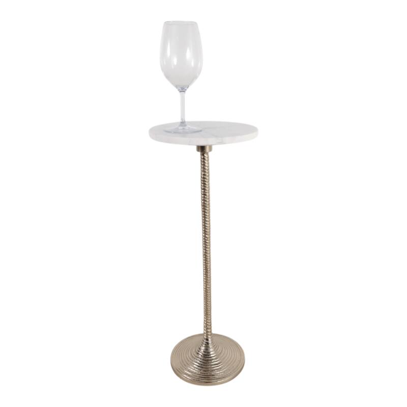 Metal and Stone Accent Table with Aluminum Base - Modern Stylish Side Table for Home Decor