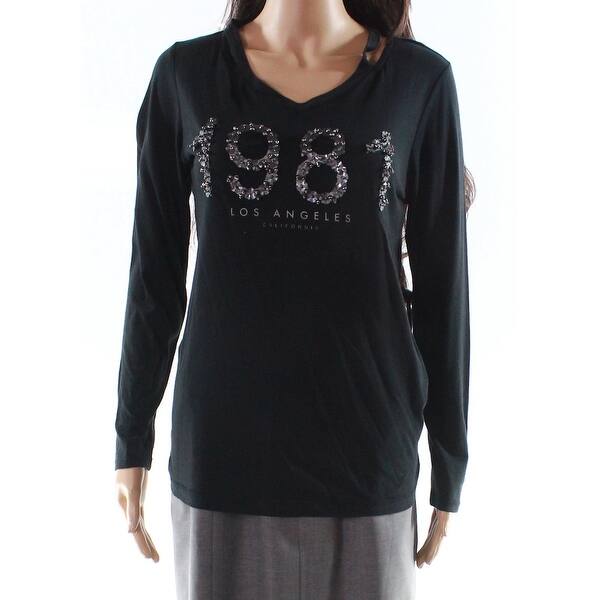 Shop Guess Black Women S Size Small S Beaded Logo 1981 V Neck Knit