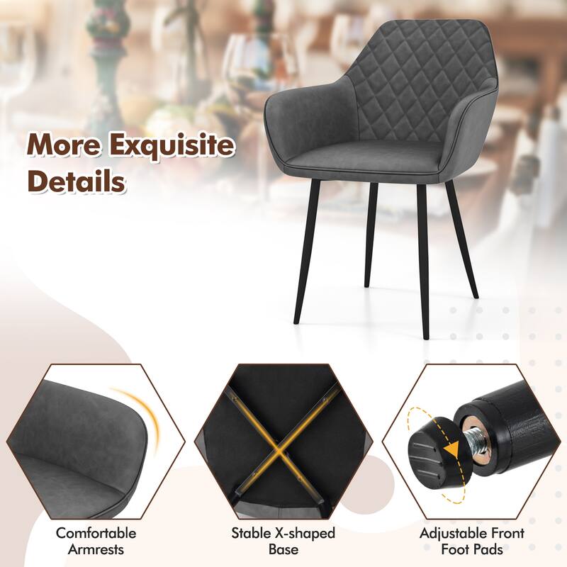 Gymax Leisure Dining Chair Set of 2 Upholstered Accent Chairs w/