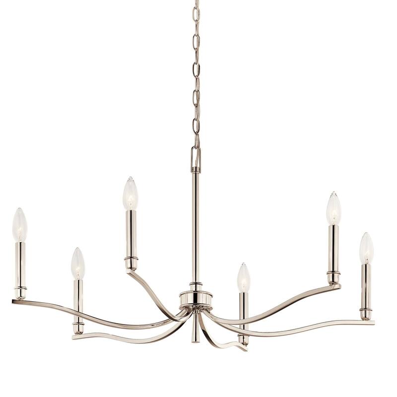 Kichler 52695 Malene 6 Light 32" Wide Taper Candle Style Chandelier - Polished Nickel
