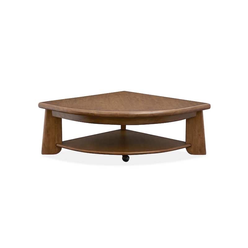 Magnussen Home Tanner Tawny Brown Pie Shaped Lift Top Cocktail Table with Casters - 38''W x 38''D x 16.5''H