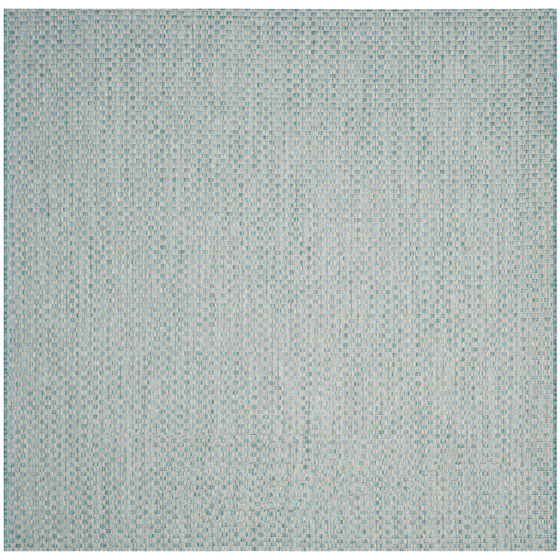 SAFAVIEH Courtyard Ragini Indoor/Outdoor Waterproof Patio Backyard Rug - 7'10" Square - Light Blue/Light Grey