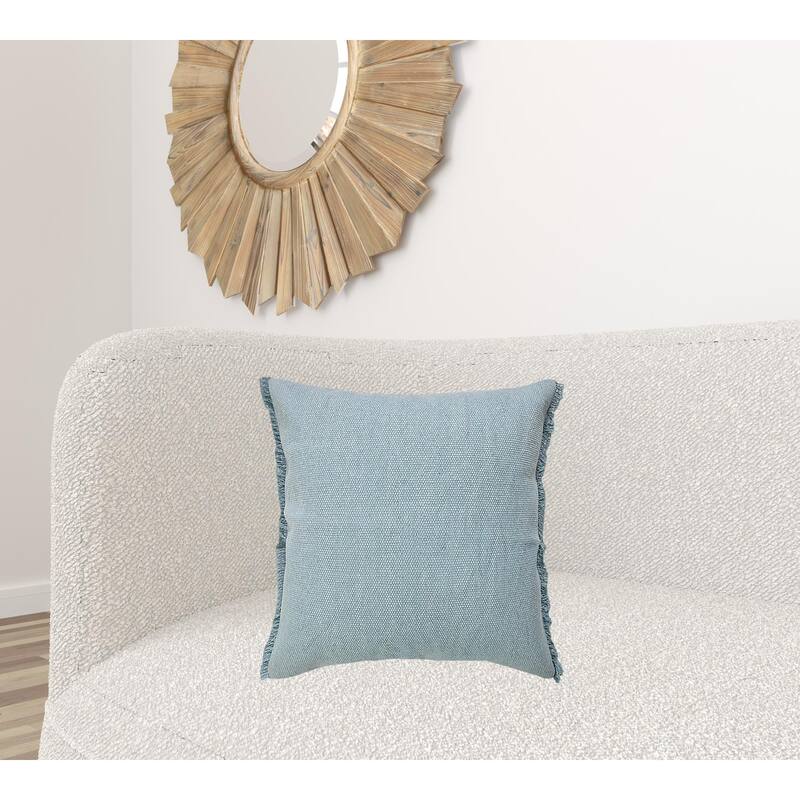 HomeRoots 20" X 20" Corydalis Blue And Light Blue 100% Cotton Zippered Pillow