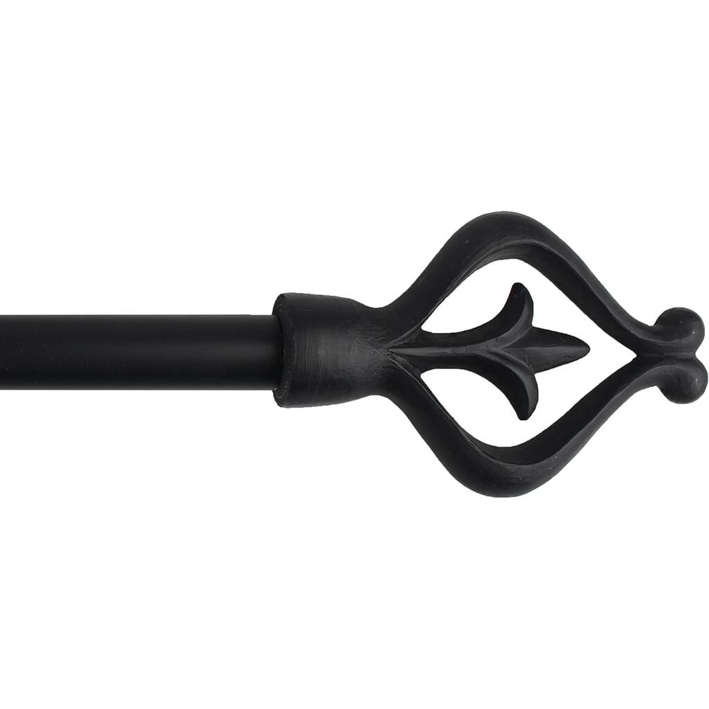 1-inch Diameter Diano Adjustable Single Drapery Curtain Rod, Black