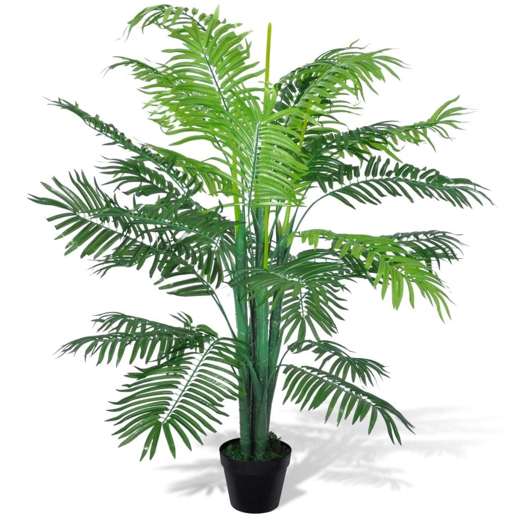 4' PHOENIX TRIPLE PALM ARTIFICIAL TREE SILK PLANT BUSH DECOR POTTED HOME DECOR 2 